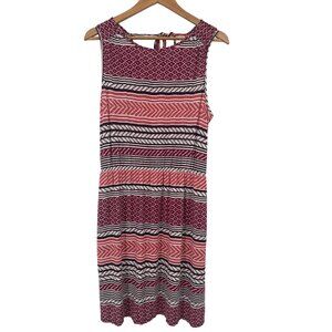 Ann Taylor Loft Sleeveless Midi Dress size large striped Print knit Womens